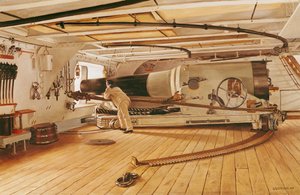 Zevenentwintig pond kanon op een slagschip door Gustave Bourgain